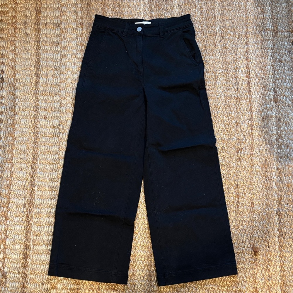 Everlane Black Cotton Wide-Leg Pants, size 2
